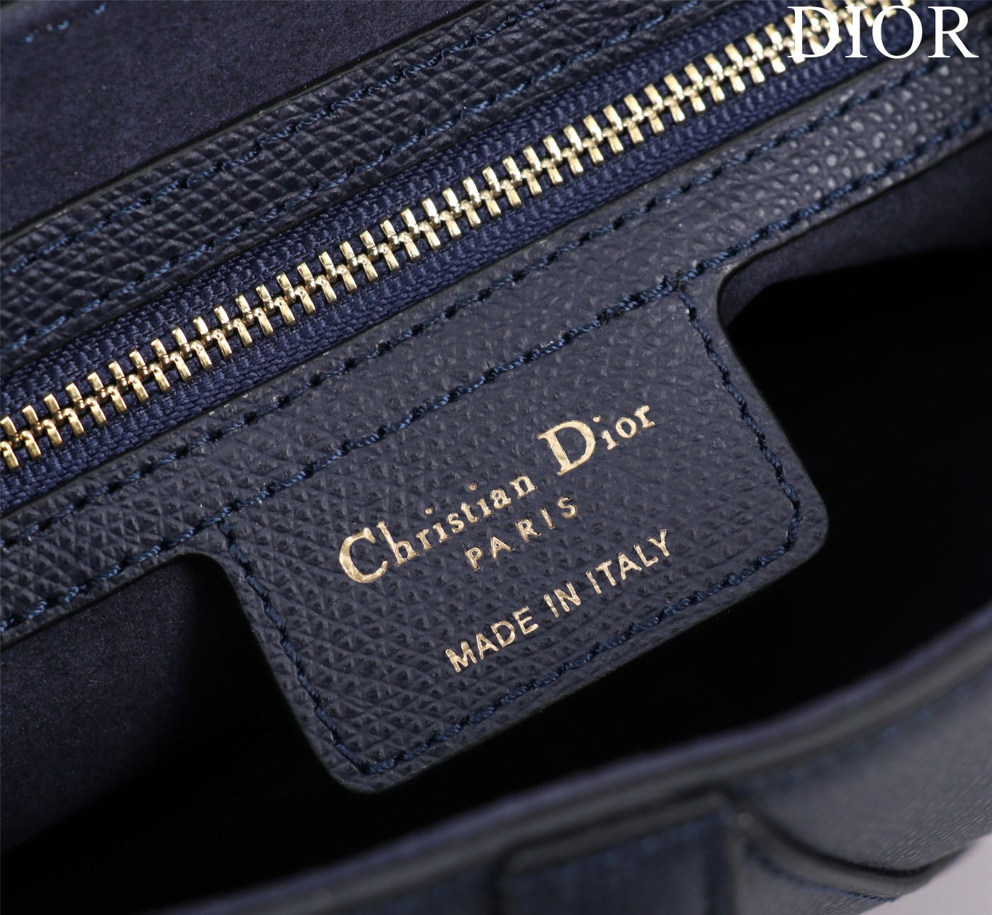 Saddle Bag with Strap Deep Ocean Blue Grained Calfskin